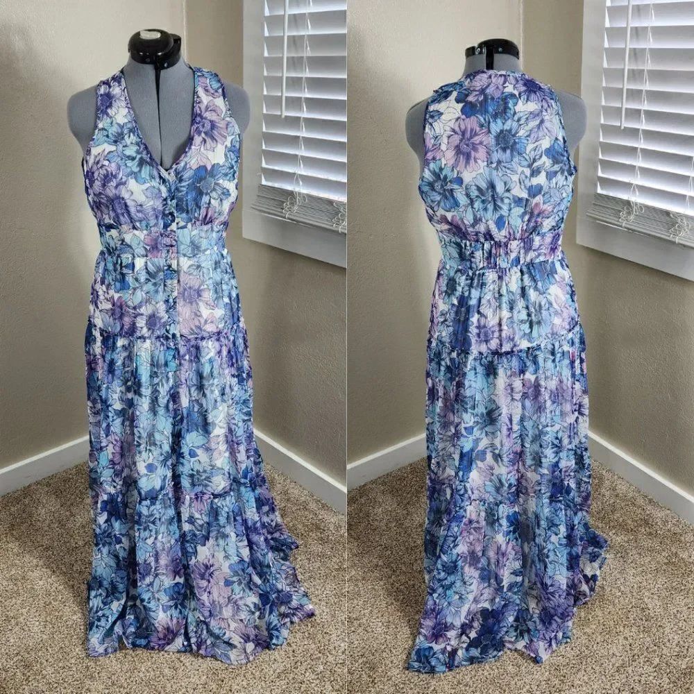 Boston Proper Floral Maxi Dress Size M EUC Style# 2BJ3770